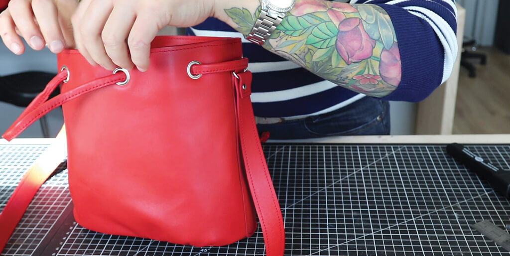 DIY leather bucket bag