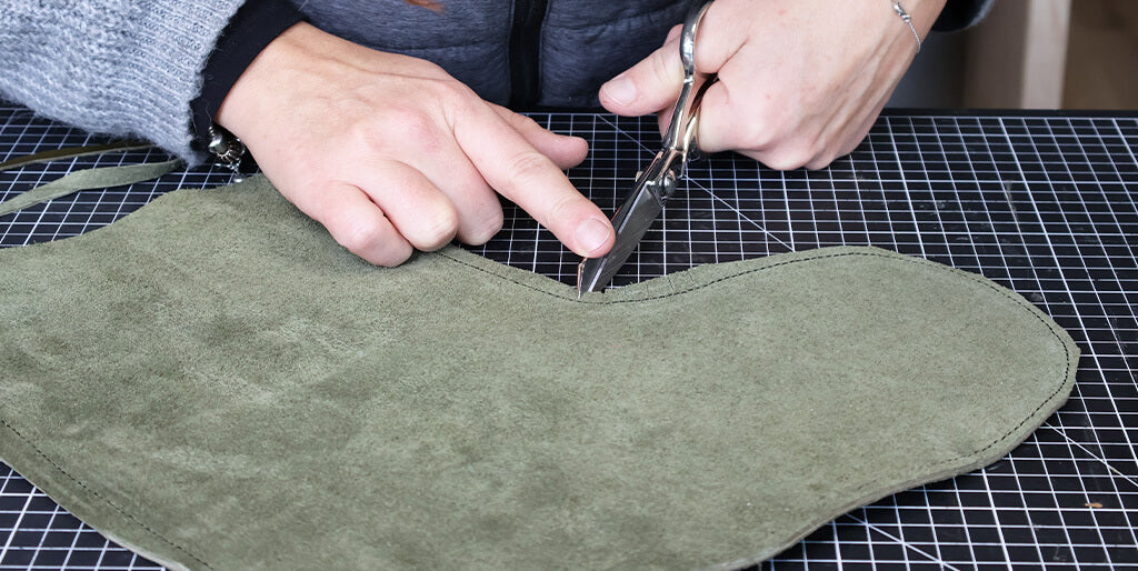 chaussette de Noël en cuir - botte cheminé