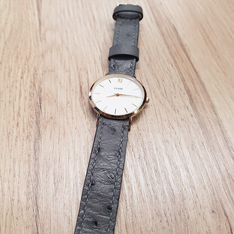 montre en cuir grise