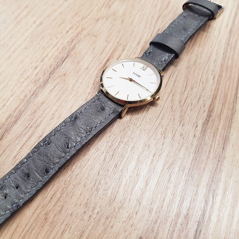 montre en cuir grise