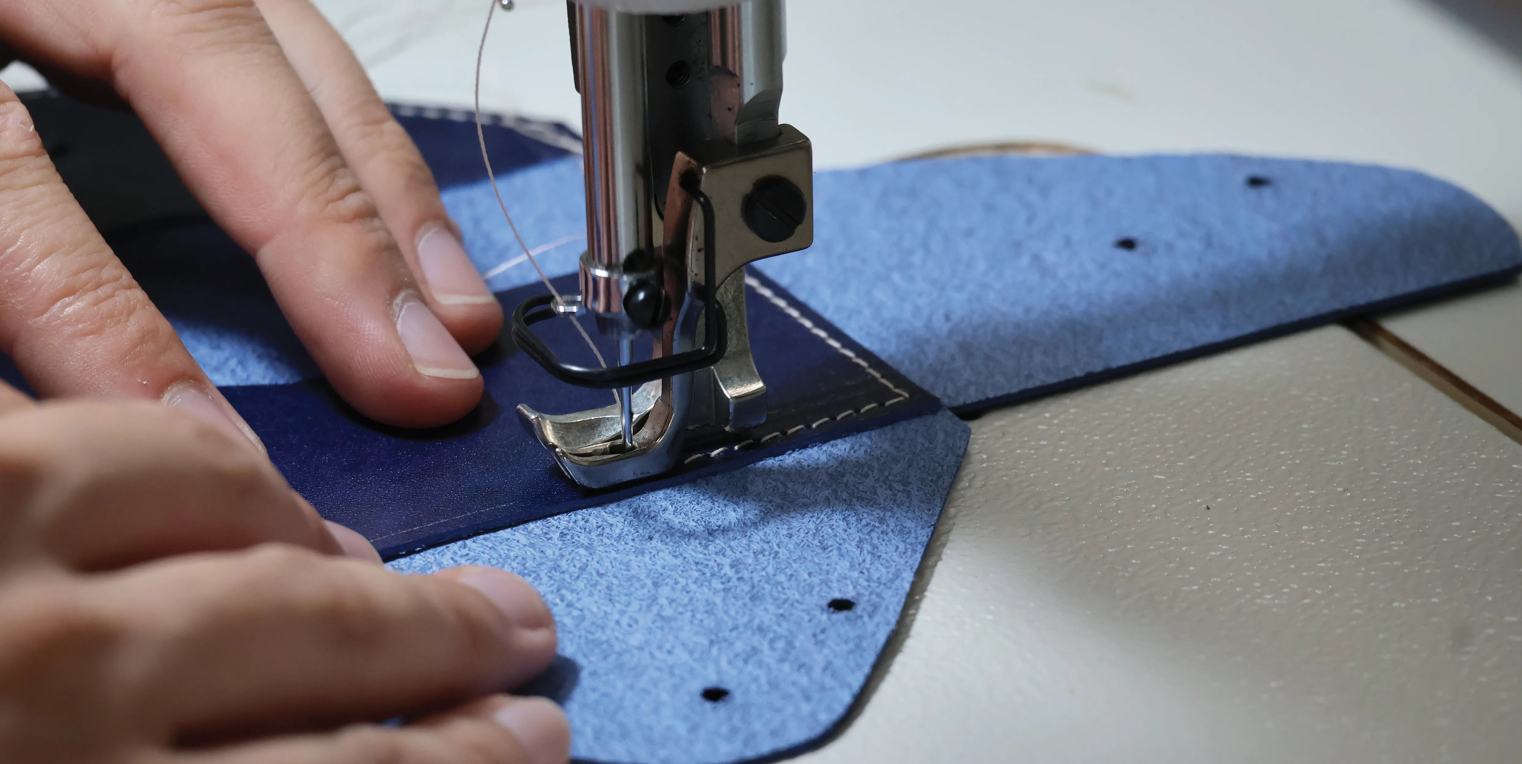 Leather machine stitching