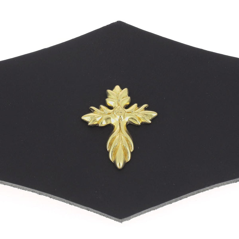 Concho croix chrétienne style fleuri - décoration sur cuir