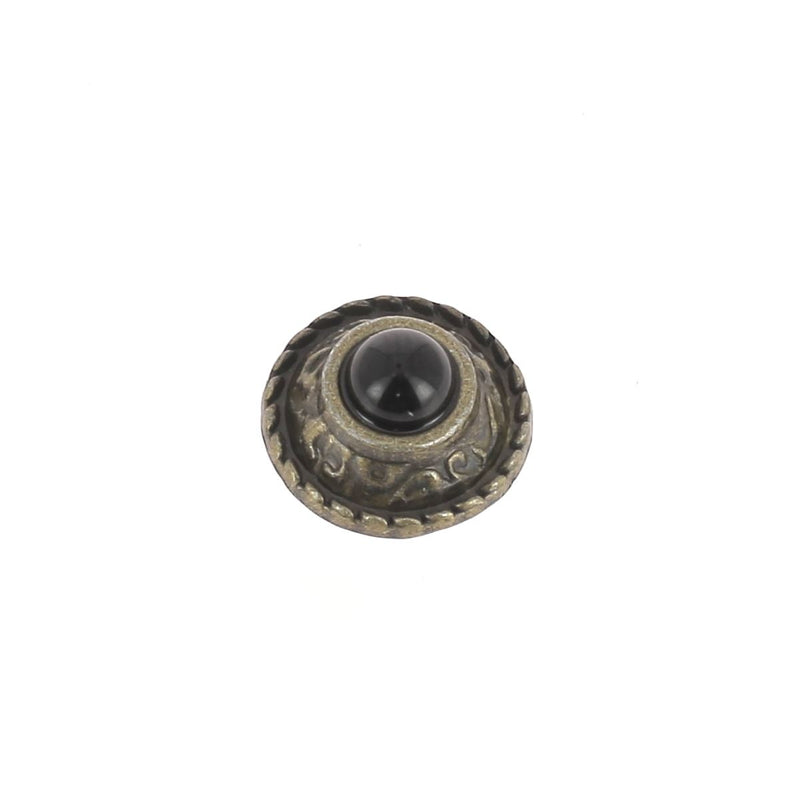 Concho bouton à visser ROND Tomi - 12mm - Laiton vieilli et pierre noire