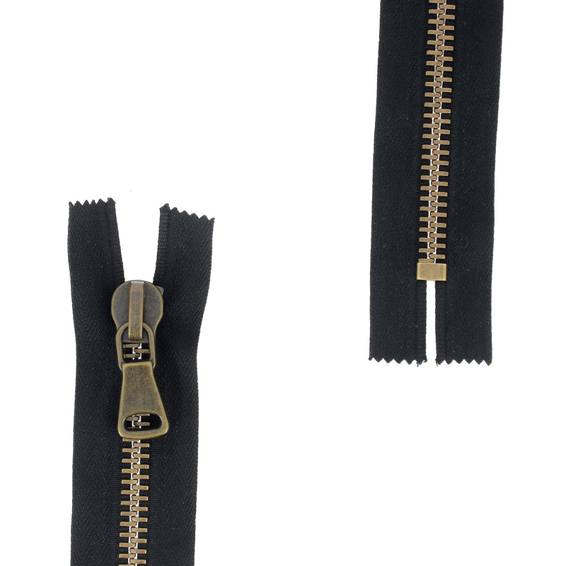 METAL zipper 8mm - SUPRA - Aged brass