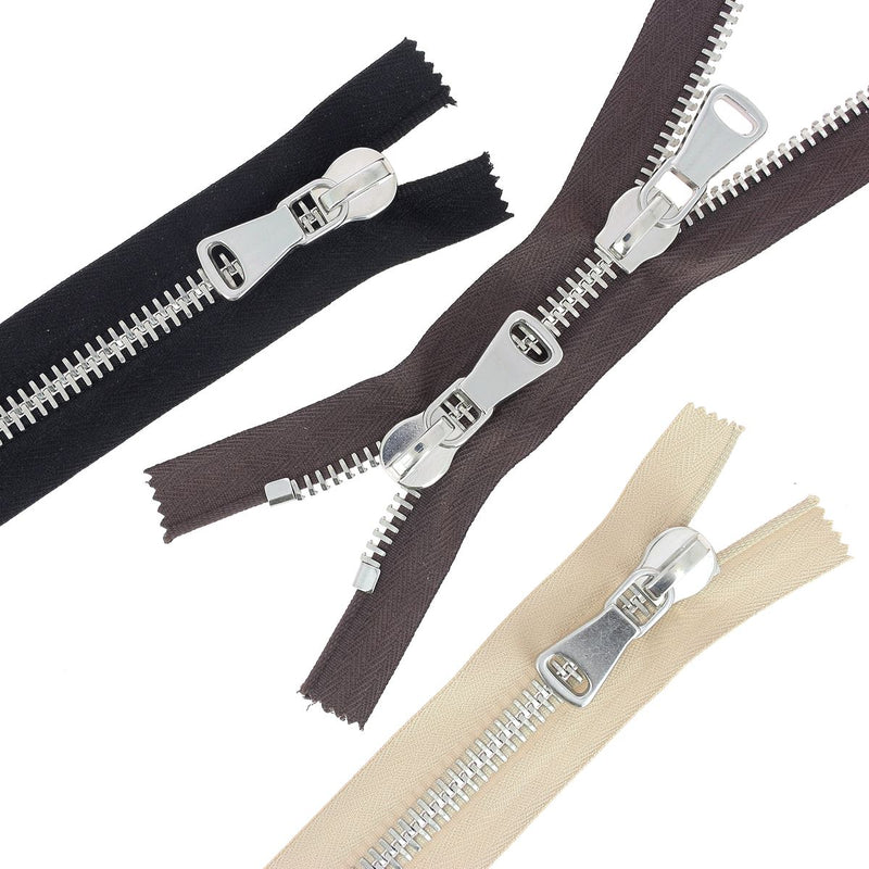 8mm METAL double slider zipper - SUPRA - Nickel plated