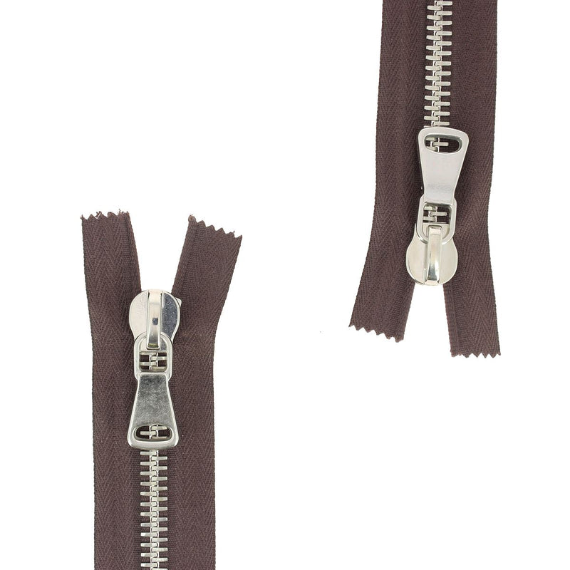 8mm METAL double slider zipper - SUPRA - Nickel plated