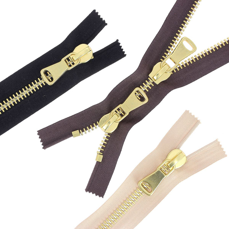 8mm METAL double slider zipper - SUPRA - Brass