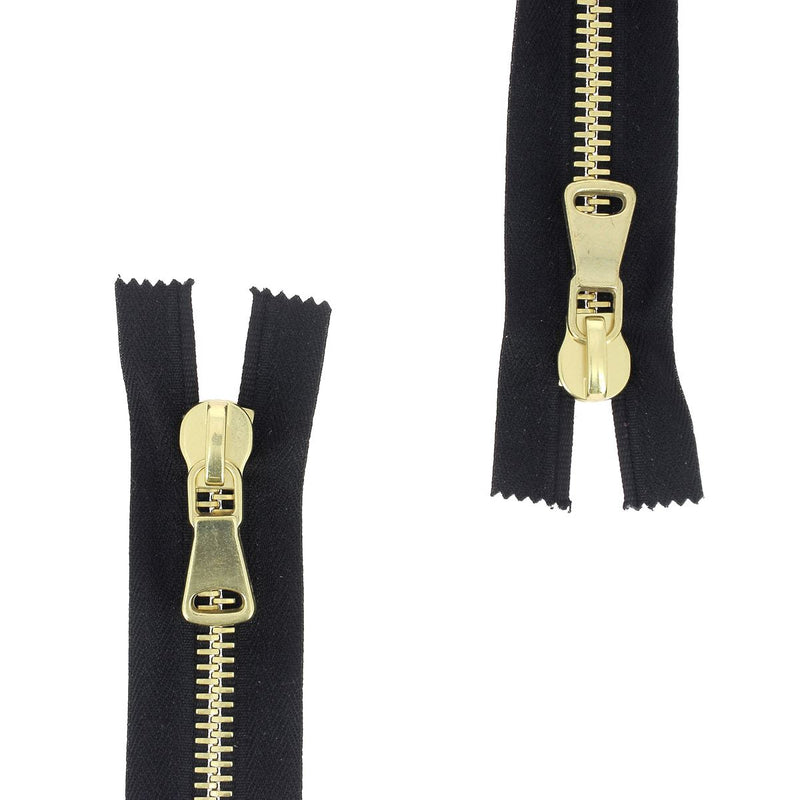 8mm METAL double slider zipper - SUPRA - Brass