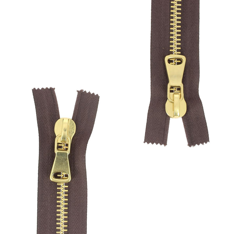 8mm METAL double slider zipper - SUPRA - Brass