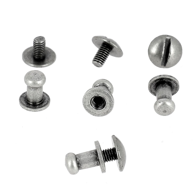 Boutons de col à vis T3 avec vis 3x5mm - Vieux nickel