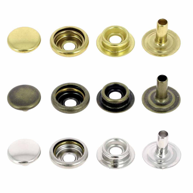 Lot de boutons pression FORT en laiton - Diamètre 12mm