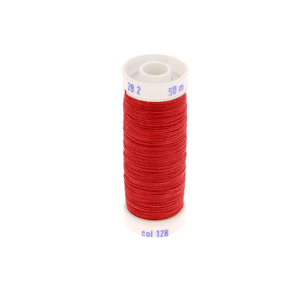 Spool of polyester cotton thread special for leather goods - 28/2 - 0.38mm Red 128 