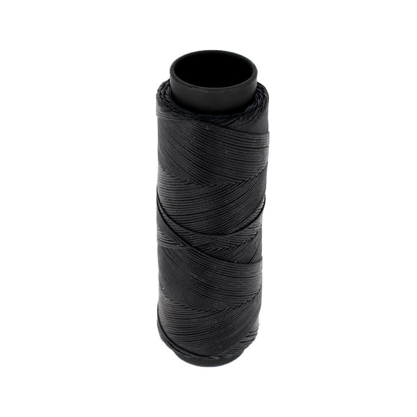 Bobine de 100m de fil polyester tressé et ciré - Diam 0,6mm - NOIR