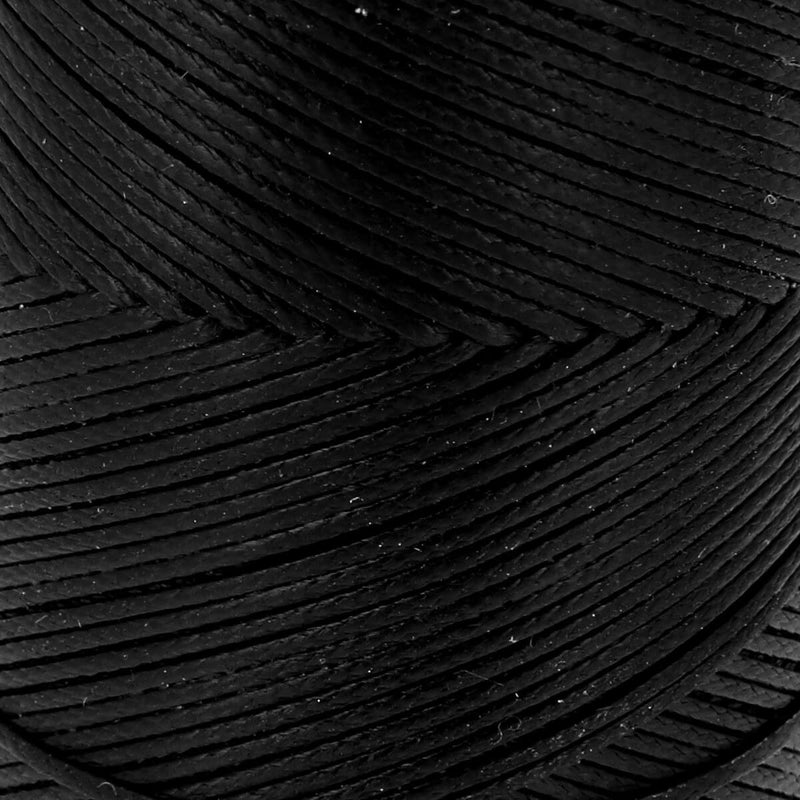 Bobine de 100m de fil polyester tressé et ciré - Diam 0,6mm - NOIR