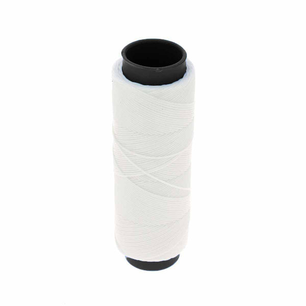 Bobine de 100m de fil polyester tressé et ciré - Diam 0,6mm - BLANC