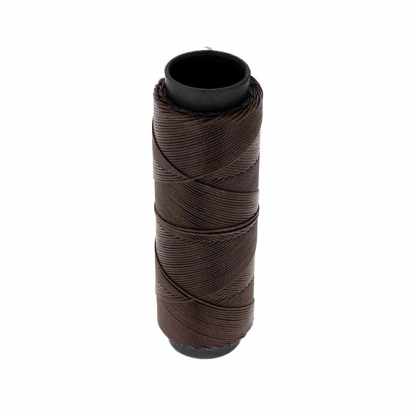 Bobine de 100m de fil polyester tressé et ciré - Diam 0,6mm - CHOCOLAT