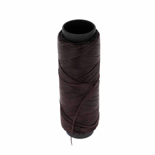 Bobine de 100m de fil polyester tressé et ciré - Diam 0,6mm - MARRON FONCÉ