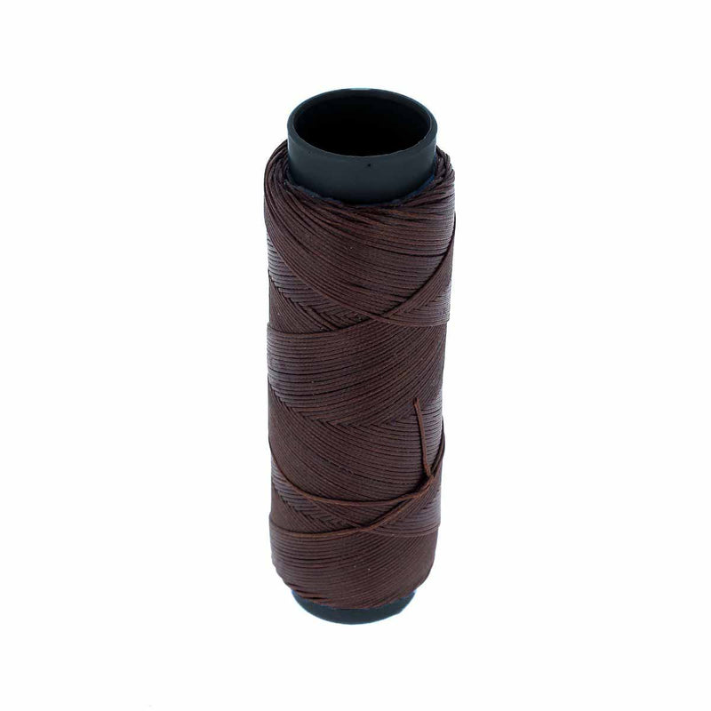 Bobine de 100m de fil polyester tressé et ciré - Diam 0,6mm - MARRON CHÂTAIGNE