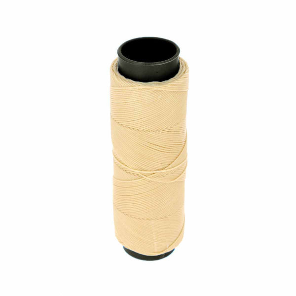 Bobine de 100m de fil polyester tressé et ciré - Diam 0,6mm - BEIGE