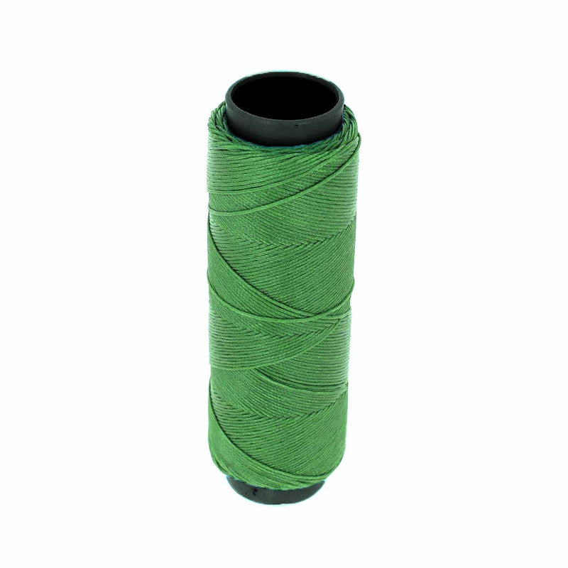 Bobine de 100m de fil polyester tressé et ciré - Diam 0,6mm - VERT