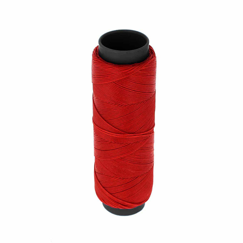 Bobine de 100m de fil polyester tressé et ciré - Diam 0,6mm - ROUGE