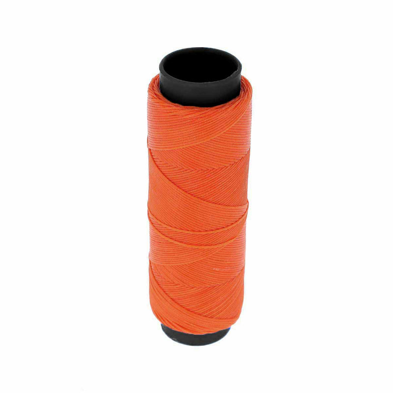 Bobine de 100m de fil polyester tressé et ciré - Diam 0,6mm - ORANGE