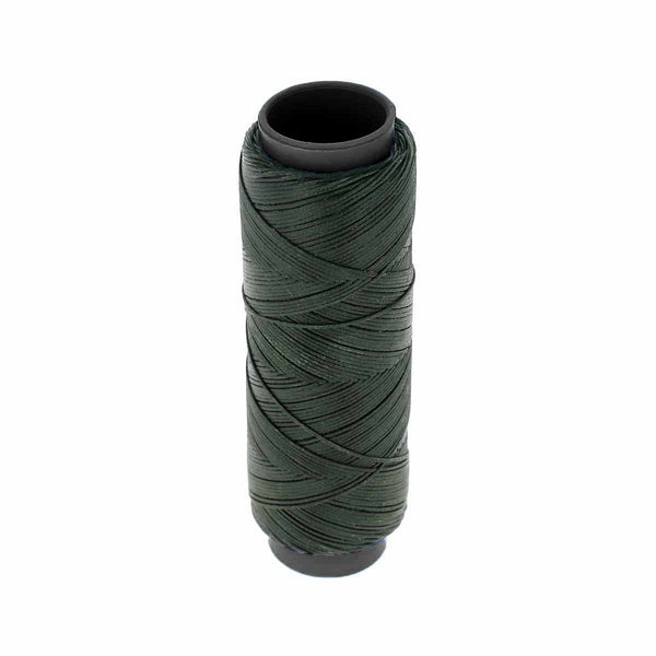 Bobine de 100m de fil polyester tressé et ciré - Diam 0,6mm - VERT FONCÉ