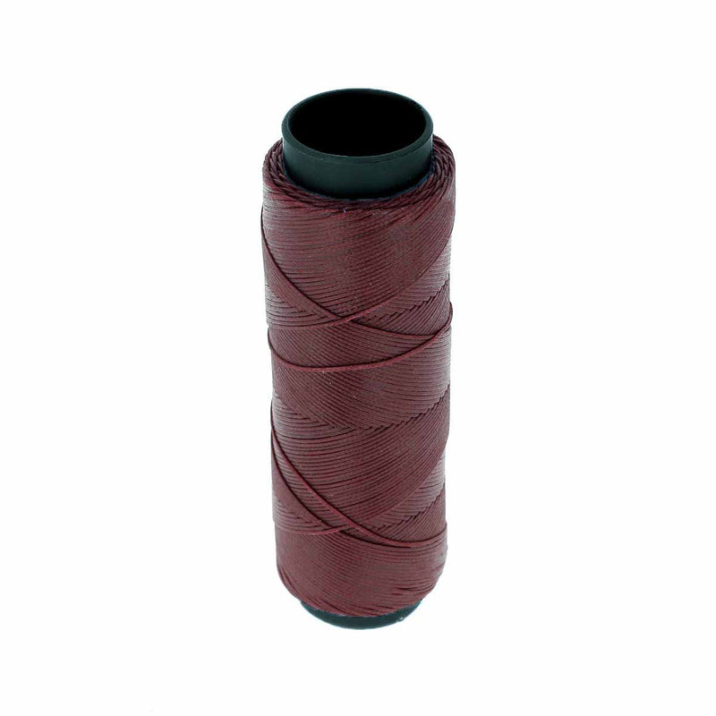 Bobine de 100m de fil polyester tressé et ciré - Diam 0,6mm - BORDEAUX