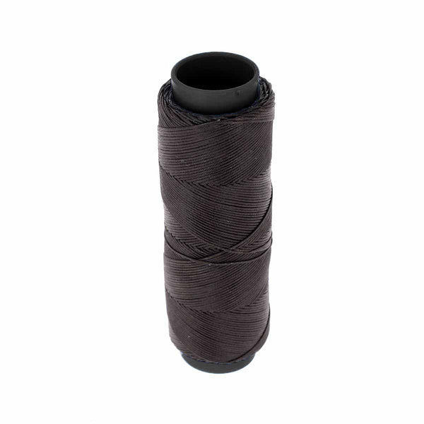 Bobine de 100m de fil polyester tressé et ciré - Diam 0,6mm - ÉBÈNE