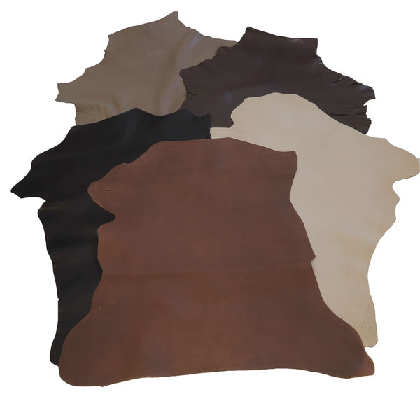 SURPRISE lot of 5 full grain goat leather skins - AUTUMN COLORS