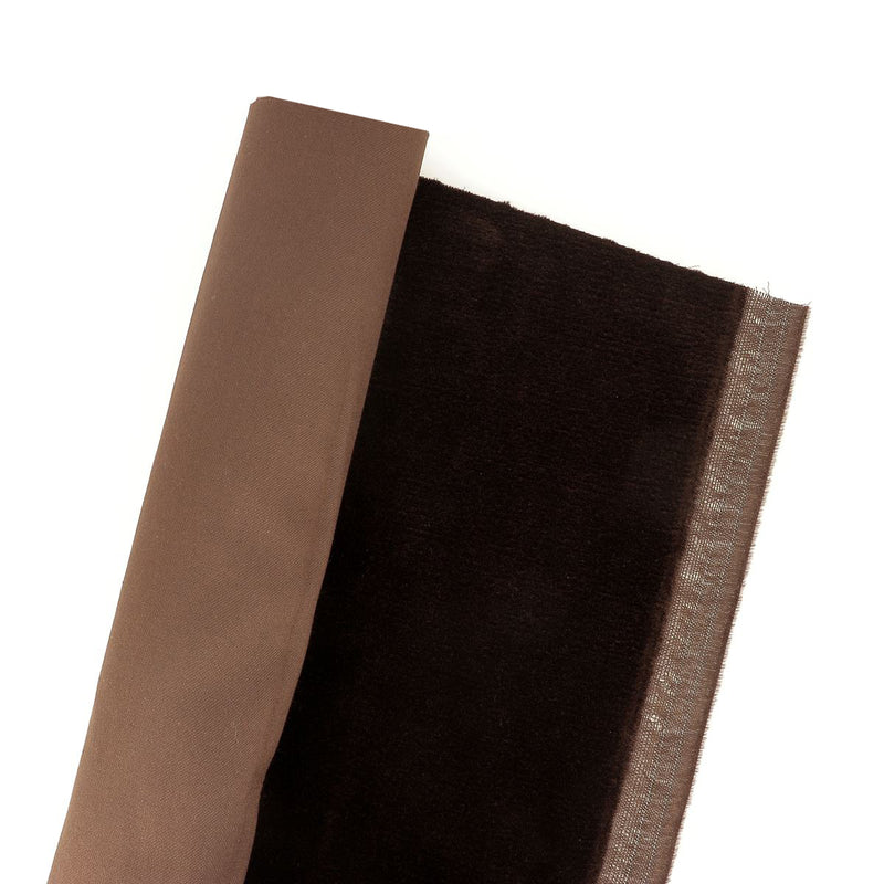 Coupon de tissu velours pour doublure - MARRON CHOCOLAT - 0,50x1,40m