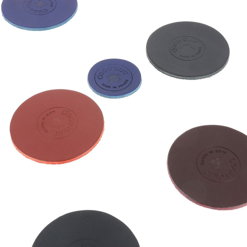 Set of 12 indoor leather pucks - Deco Cuir