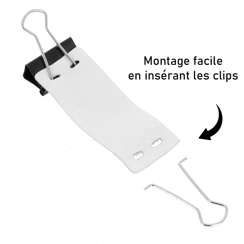 Découpe de cuir de protection pour pince double clip 25mm - BLANC