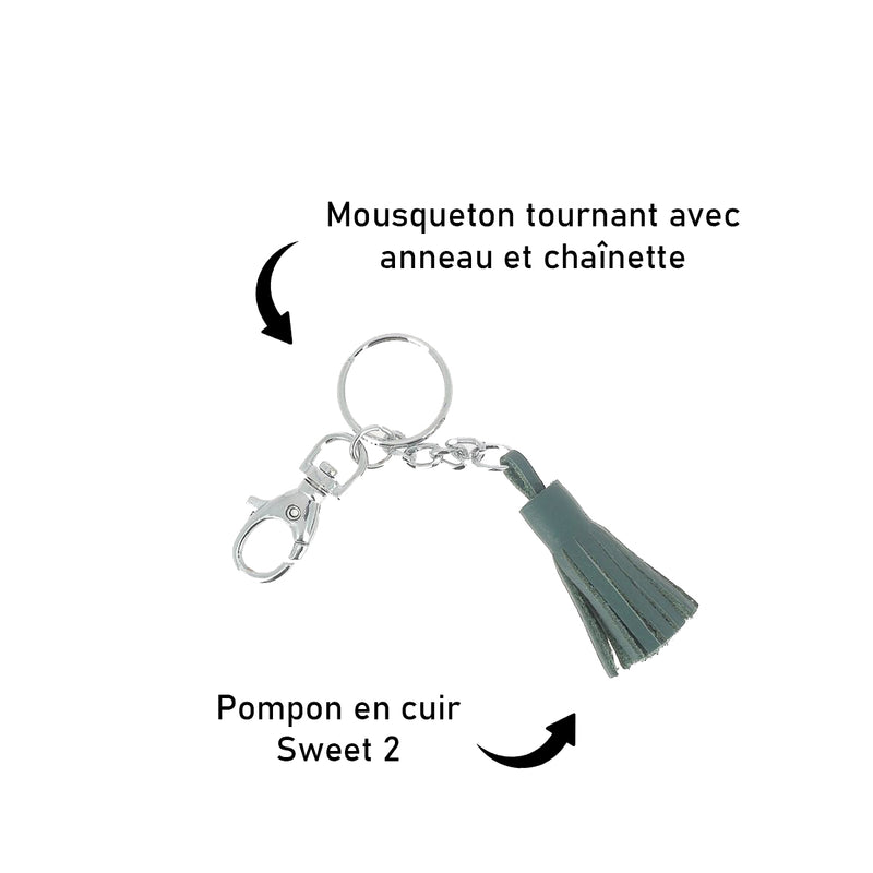 Lot de 10 découpes POMPONS pour porte-clés en cuir SWEET 2 - Couleurs Diverses