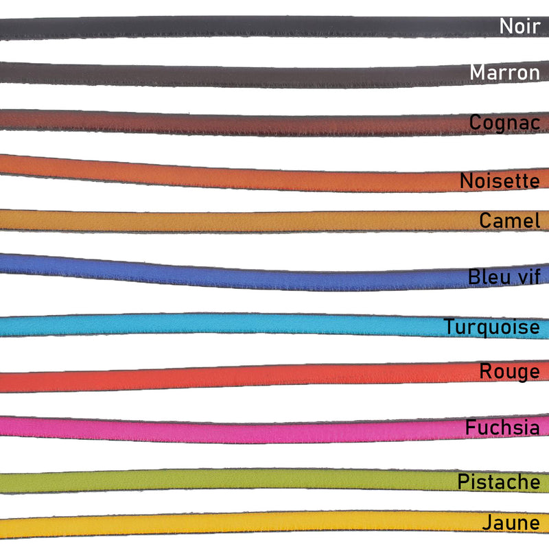 Lacet en cuir plat 5mm tranches noires - Les 10 cm