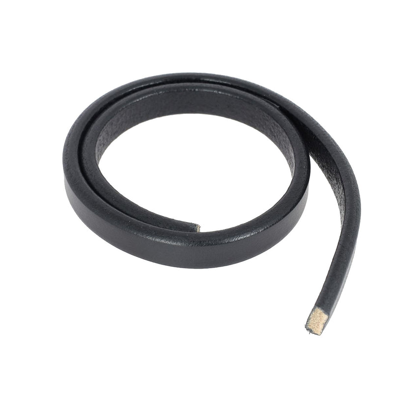 Lacet en cuir Régaliz teinté - 10x4,5mm - Noir - Les 10cm - Deco Cuir