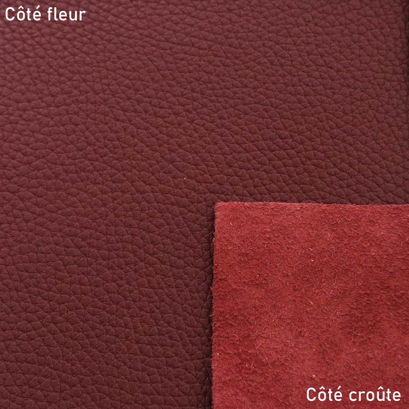 Morceau de cuir de taurillon GROGRAIN - ROUGE BRIQUE K17