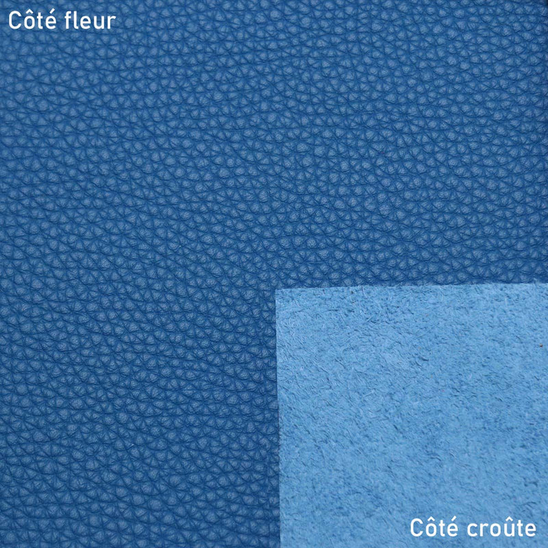 Morceau de cuir de taurillon GROGRAIN - BLEU K30