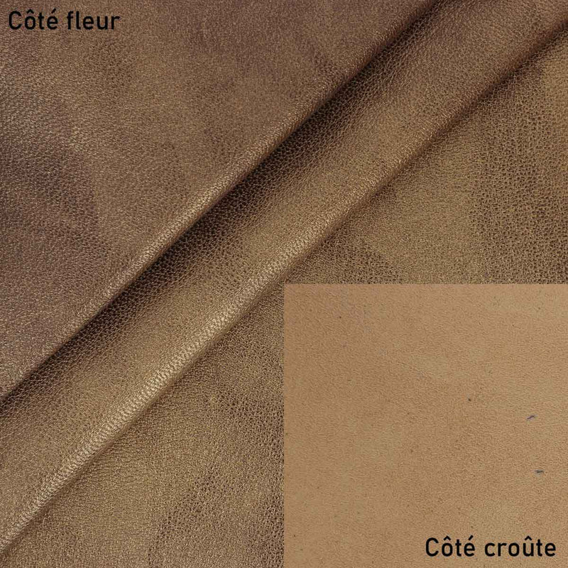 Peau de cuir de chèvre effet tamponné - BRONZE MARBRÉ O62