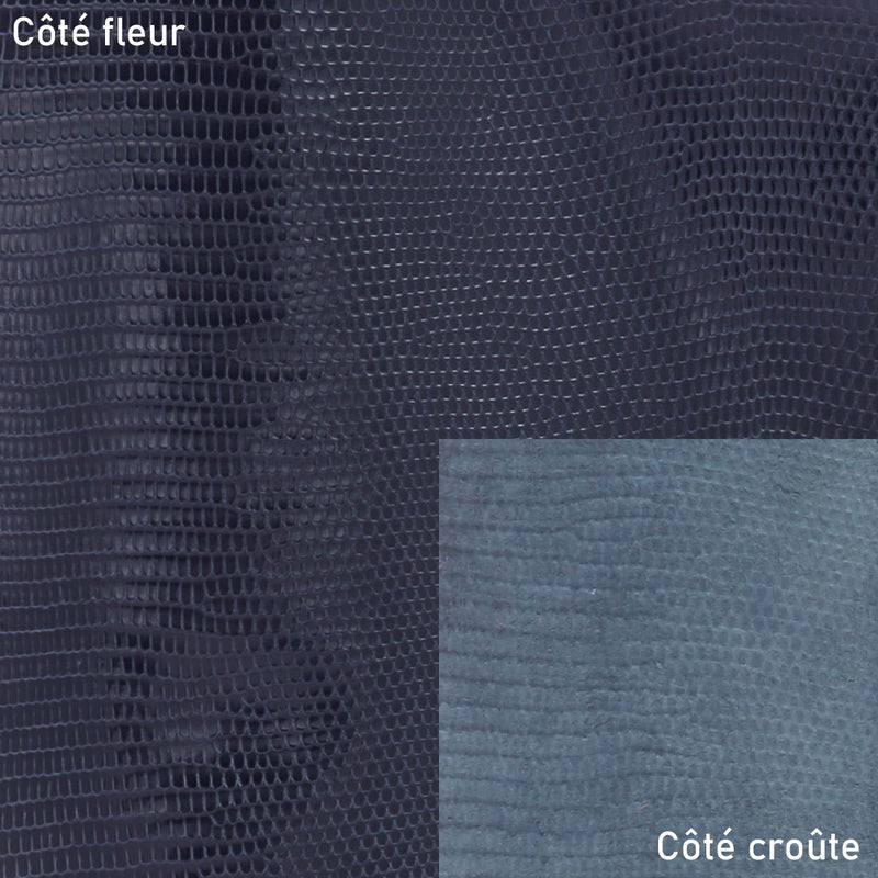 Peau de cuir de lézard - BLEU FONCÉ BRILLANT O80