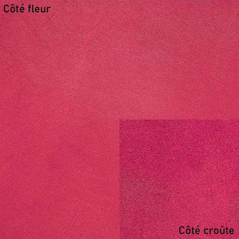 Morceau de cuir de vachette lisse - ROSE FUCHSIA P39