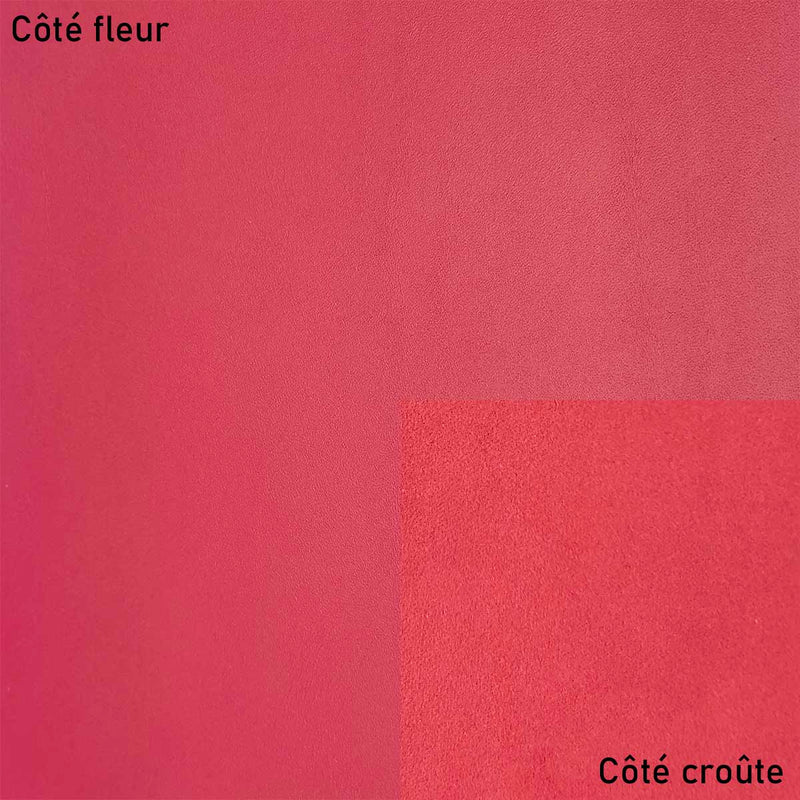 Morceau de cuir de veau lisse - ROSE FRAMBOISE P42