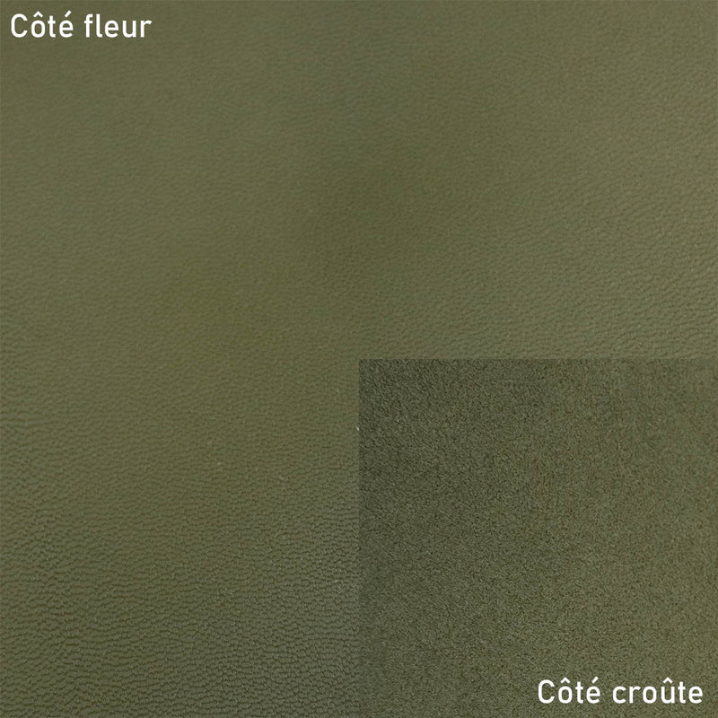 Peau de cuir de chèvre grainé - VERT KAKI Q11