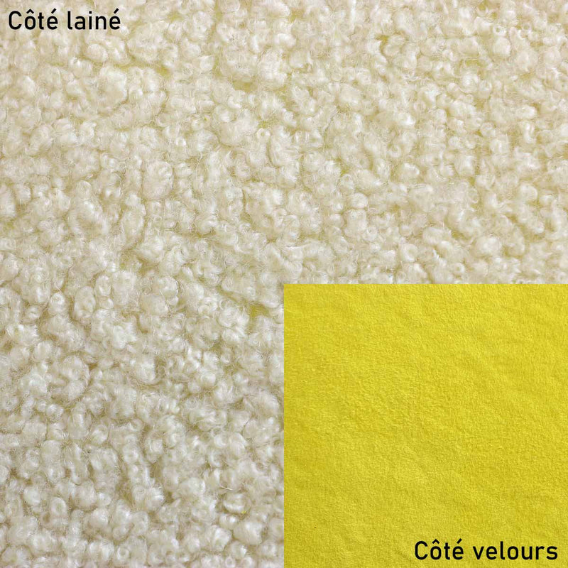 Peau de mouton lainé frisé - Dos velours JAUNE - VANILLE Q53