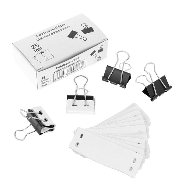 Lot de 12 pinces clip et 12 découpes de cuir de protection - 25mm