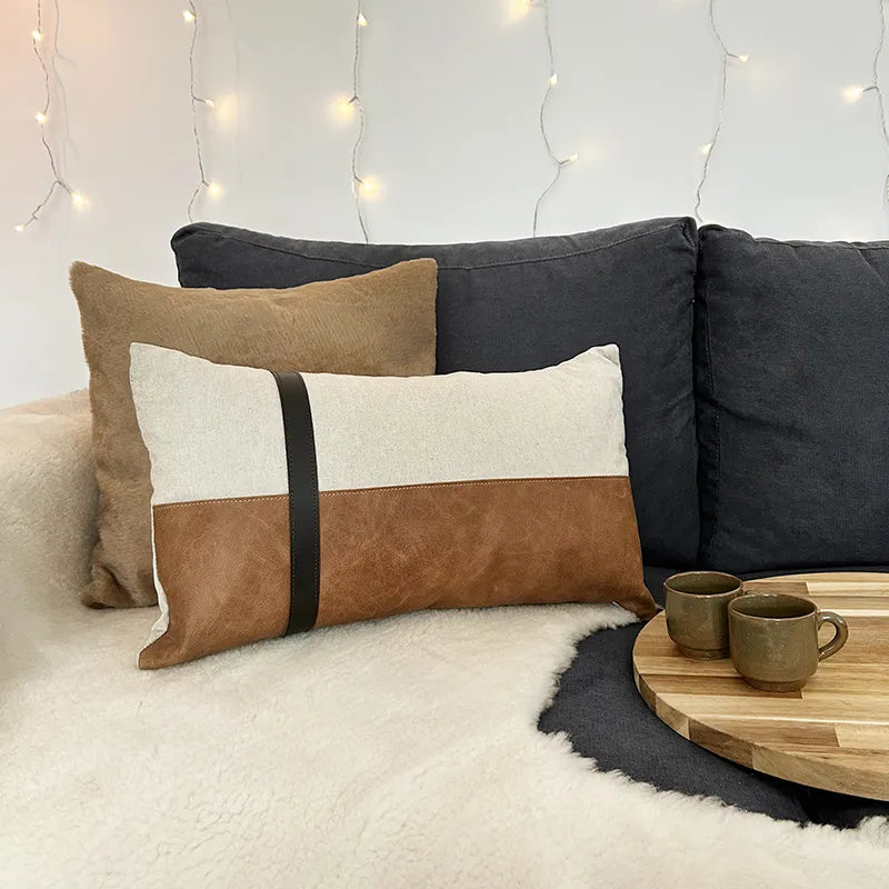 Housse de coussin en cuir
