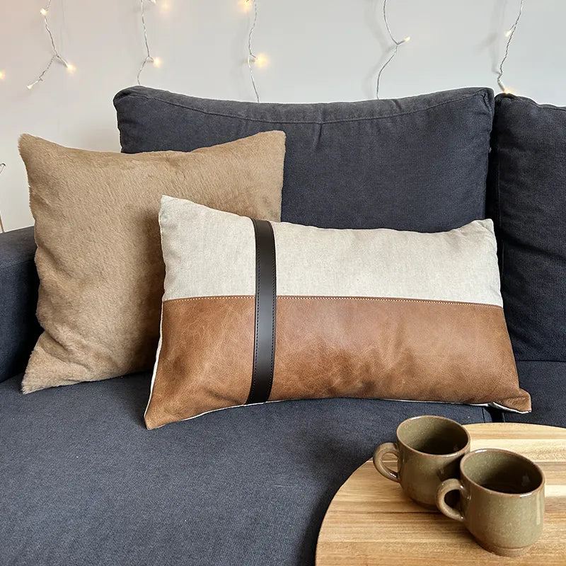 Housse de coussin en cuir