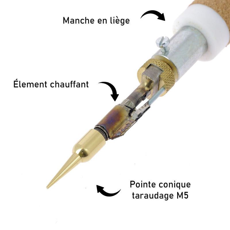 Pointe conique taraudage M5 en laiton pour fer à fileter - Regad - 16x5mm