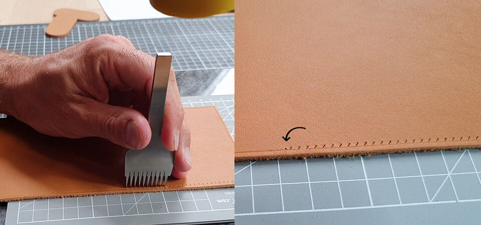 Guide couture d'angles du cuir