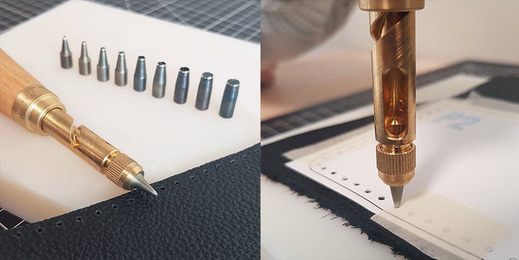 Schraublocher durchbohrt Leder